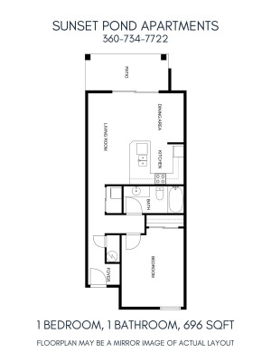 1 x 1, 696 sq.ft. 