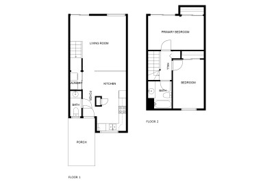 2 x 1.5 Townhouse - 848 sqft. 